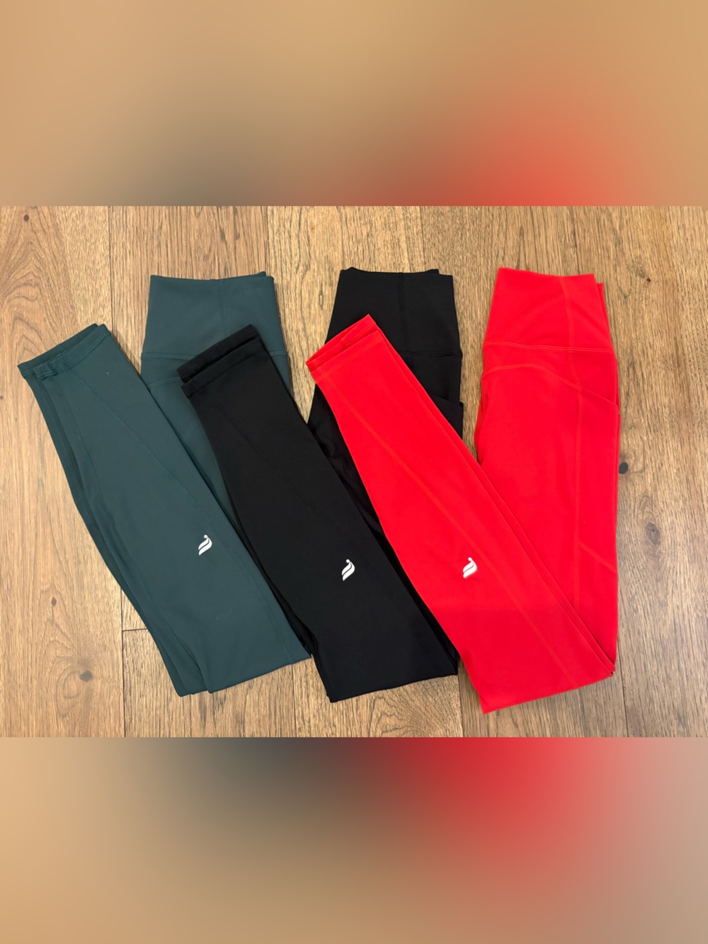 Fabletics High-Rise Leggings Bundle in dark Green, Black, Red